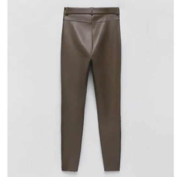 Zara Taupe faux leather high waist leggings - Picture 2 of 2